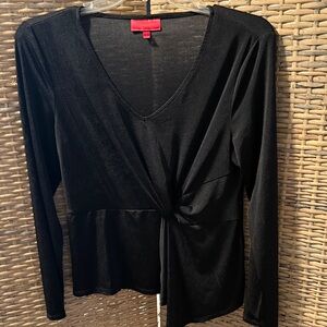 Jennifer Lopez Black V-Neck Twist Blouse